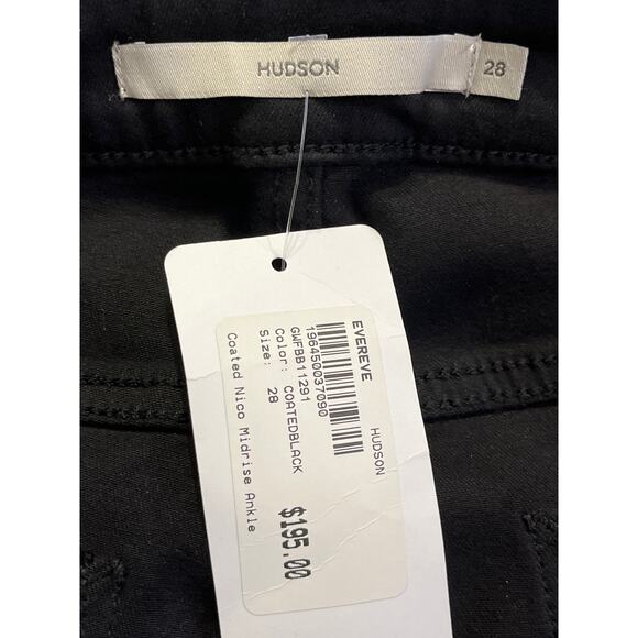 Hudson Jeans Nico Coated Black Mid Rise Straight Ankle Size 28 NWT - Picture 3 of 10